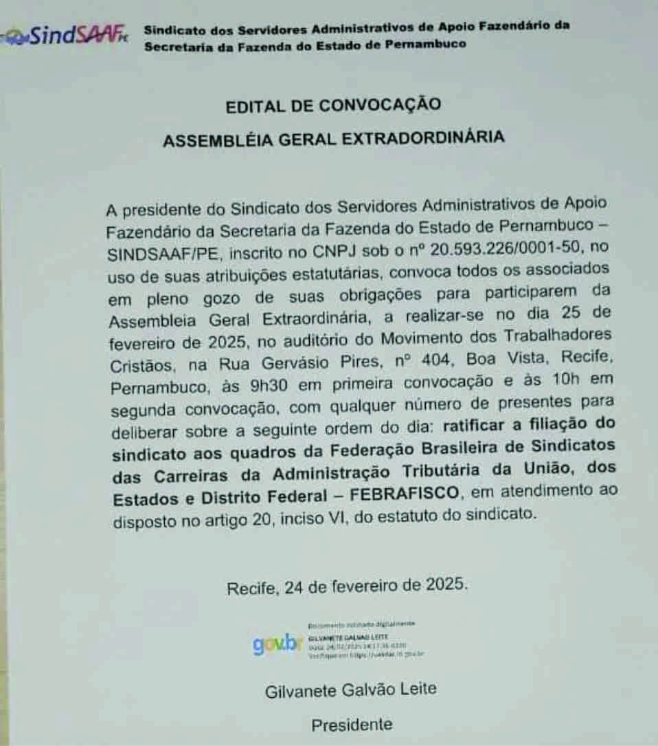 Convocação para Assembleia geral extraordinária